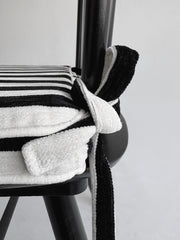 Custom Stripe Stool Cushion, Neutral Ticking Square Cushion