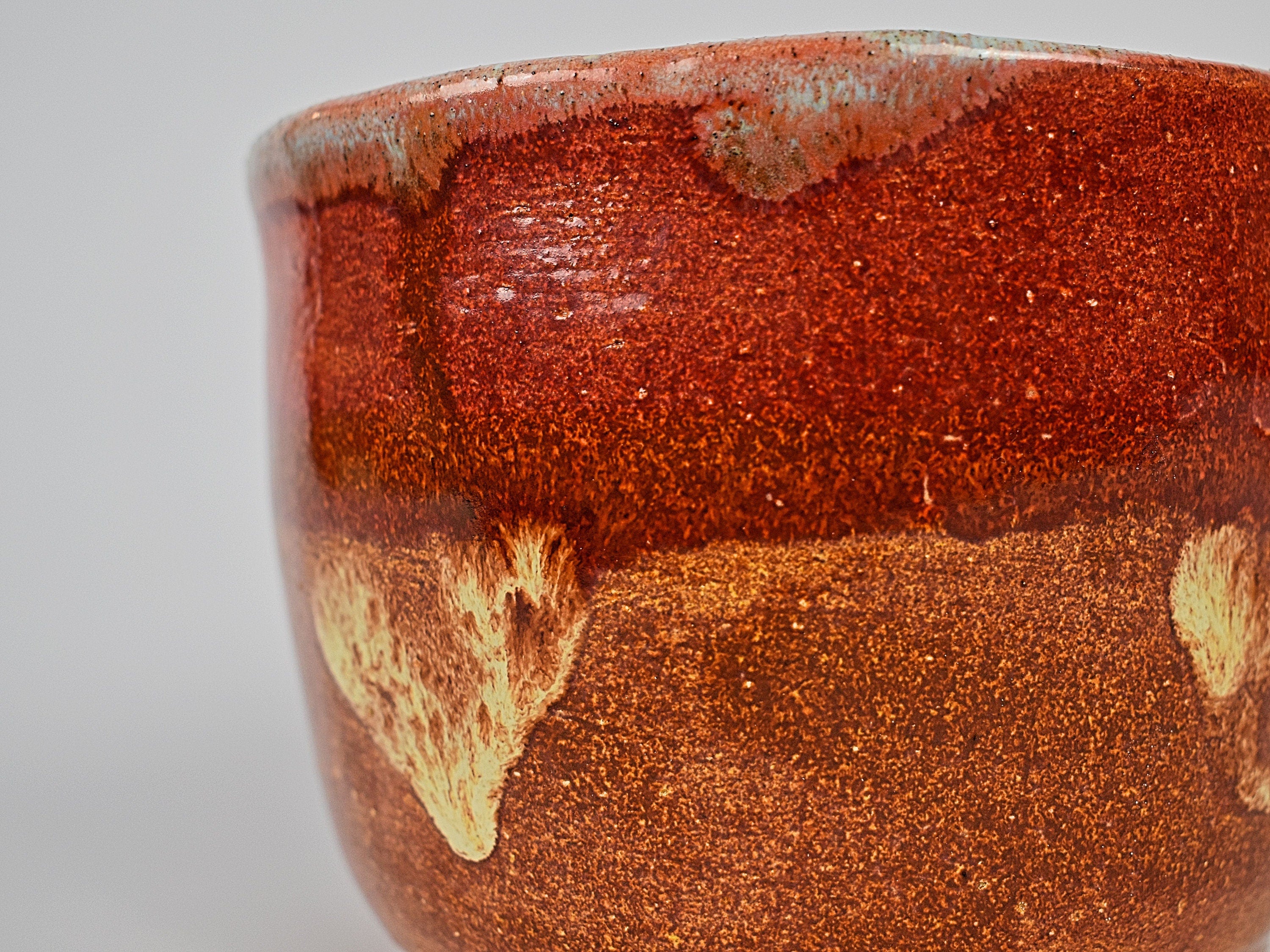 Ceramic Handbuilt Organiser, Blue And Orange Pot 11 cm x 7 cm