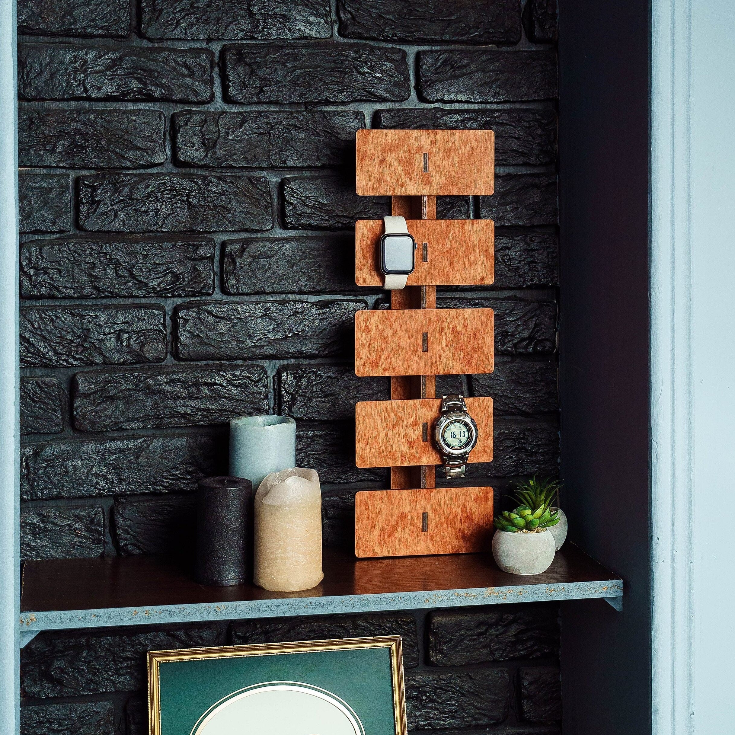 Watch Storage Wall, Watch Box for Men Wood, Wall Watch Display Case, Watch Hanger, Watch Organizer for Men