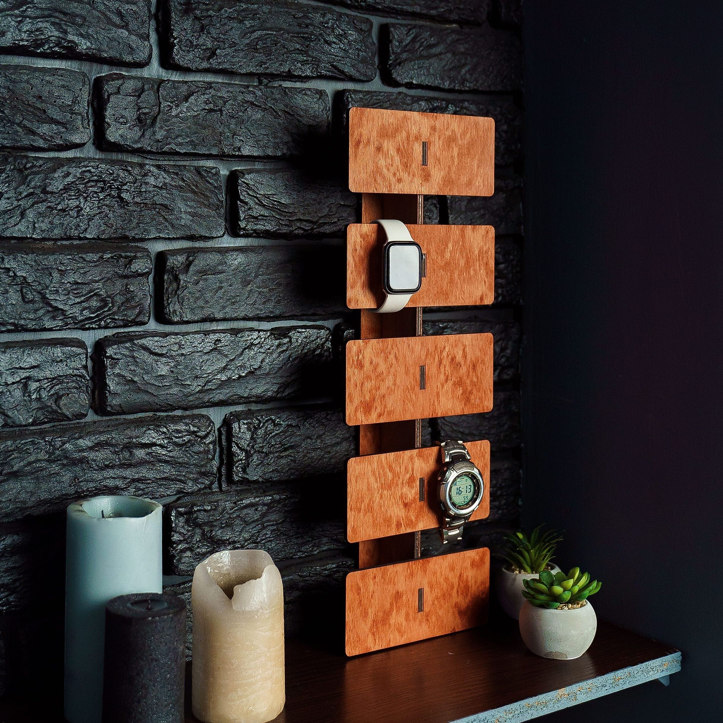 Watch Storage Wall, Watch Box for Men Wood, Wall Watch Display Case, Watch Hanger, Watch Organizer for Men