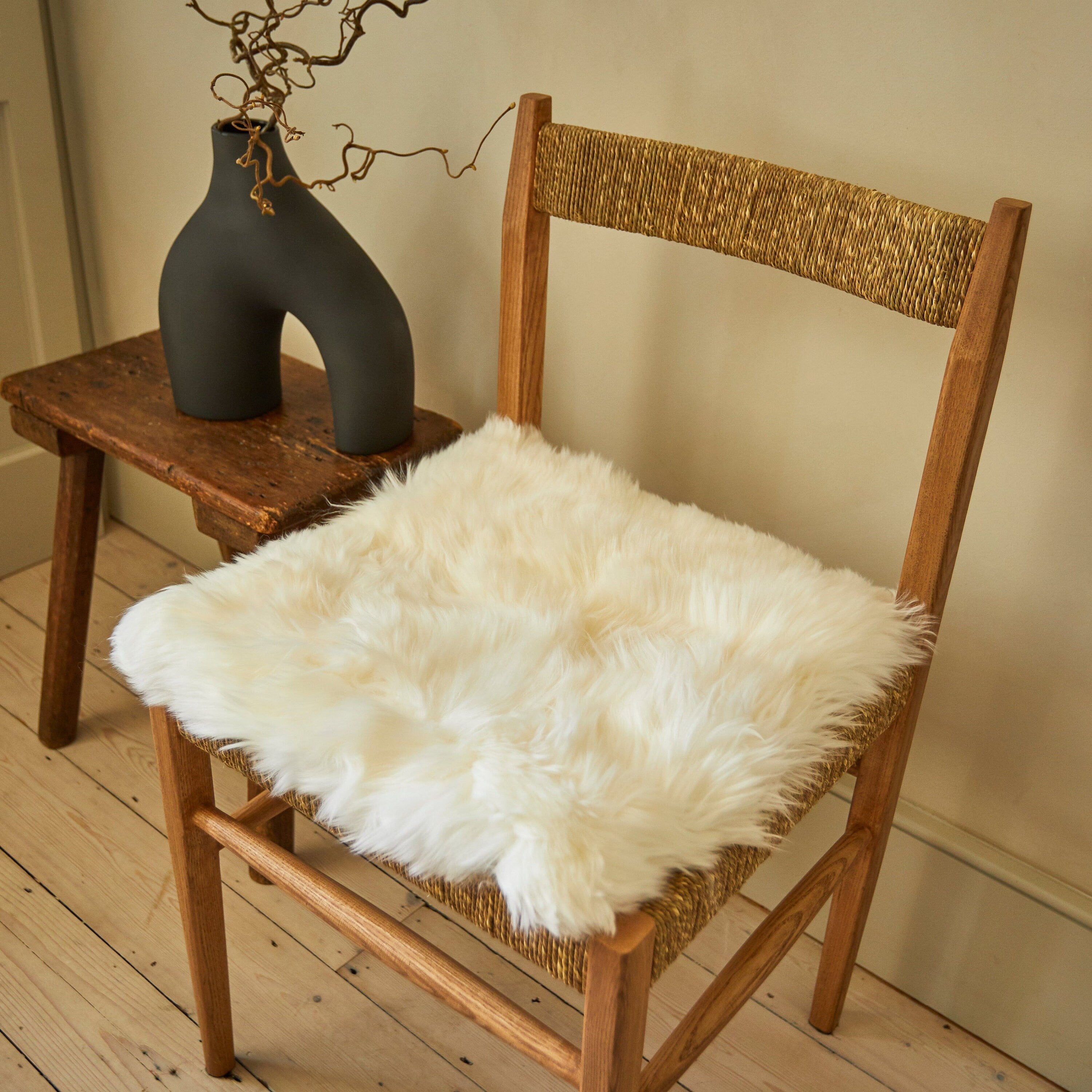 Sheepskin Seat Pad - Square Pure White Sheepskin Seat Cover