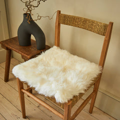 Sheepskin Seat Pad - Square Pure White Sheepskin Seat Cover