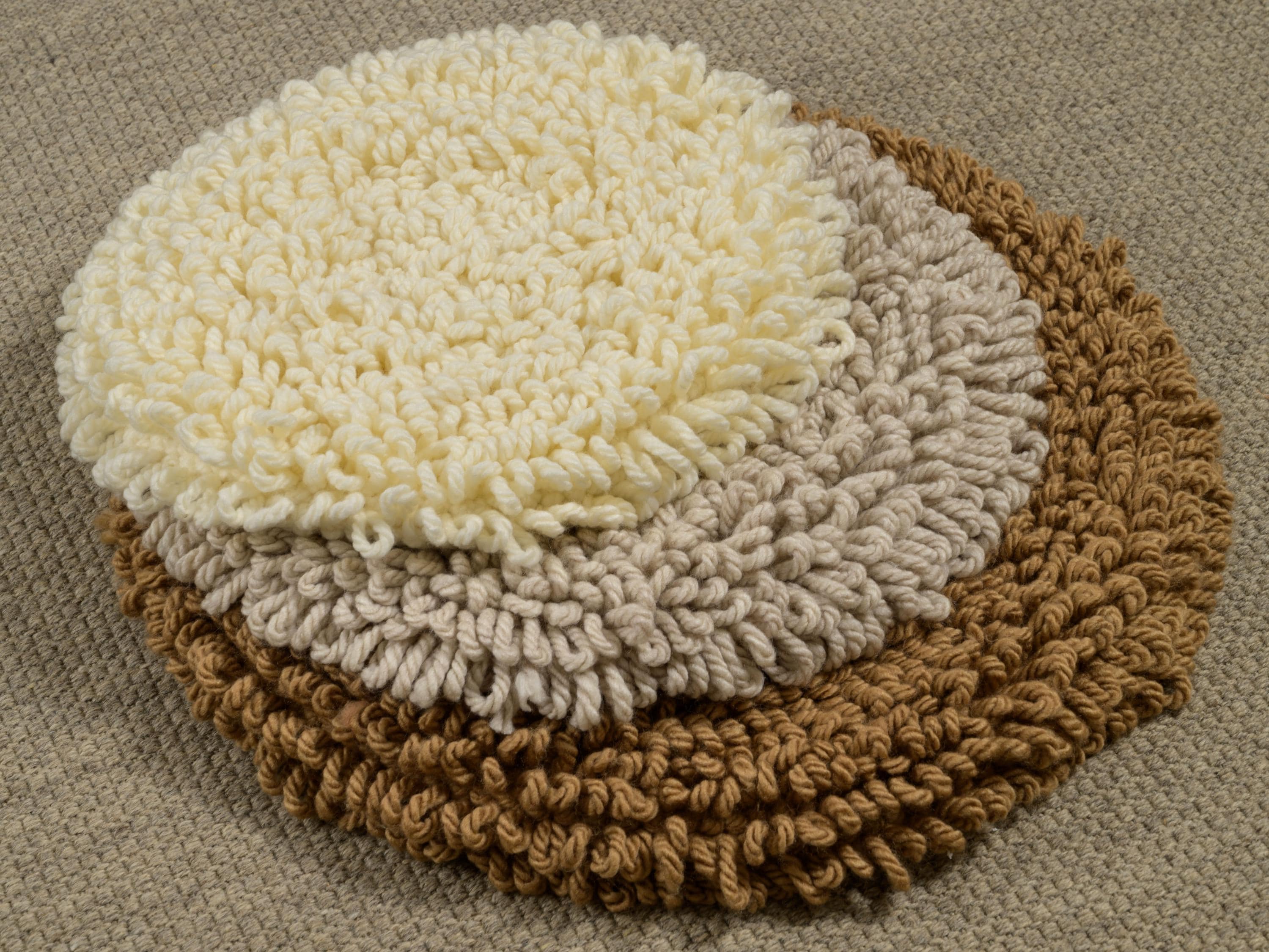 Beige Chair Pad, Round Seat Cushion, Wool Boucle Round Chair Pad, Indoor Bench Cushion, Warm Chair Pads