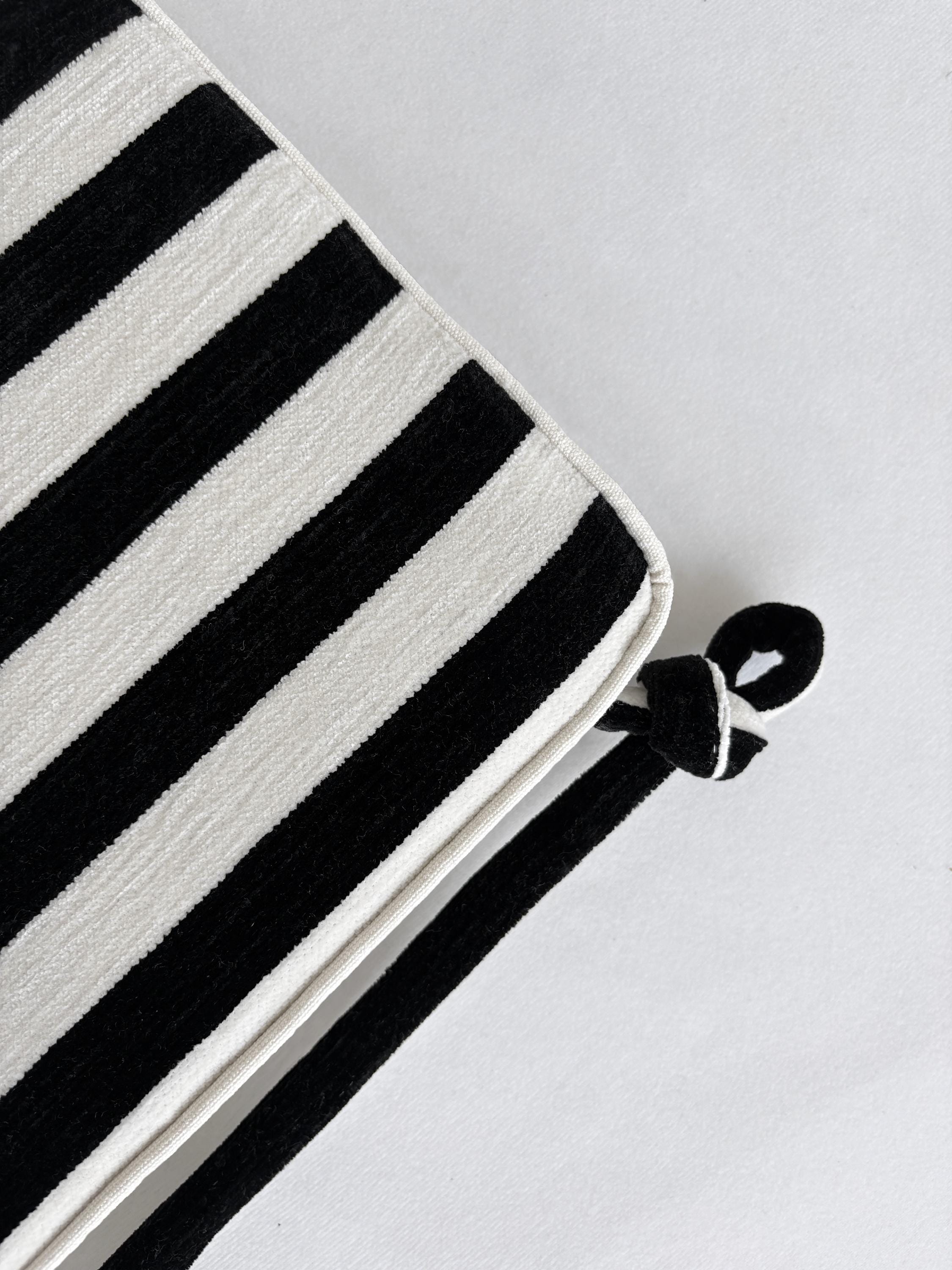 Custom Stripe Stool Cushion, Neutral Ticking Square Cushion